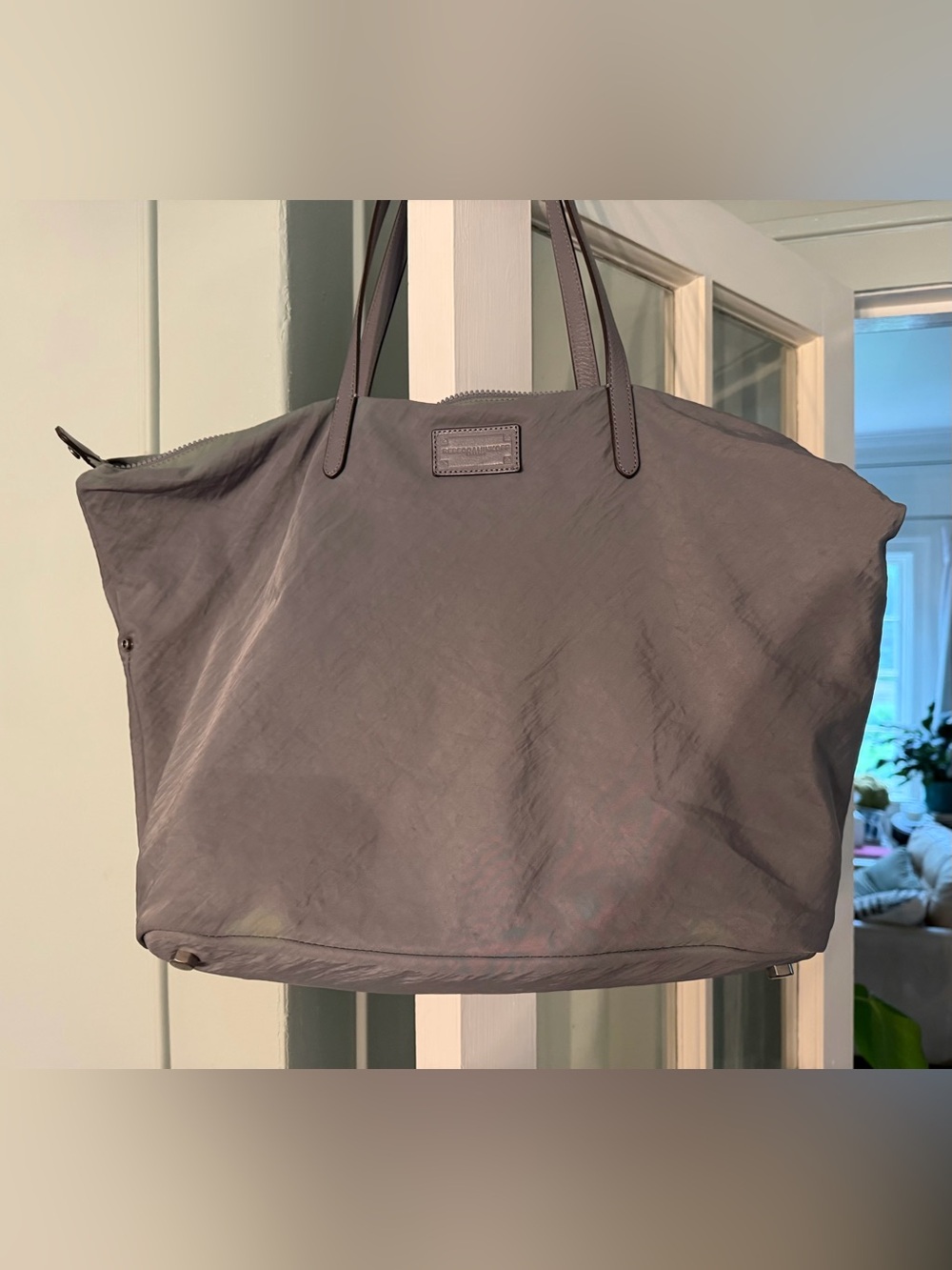Convertible Rebecca Minkoff gray and blue ombré Nylon Tote with Leather Straps
